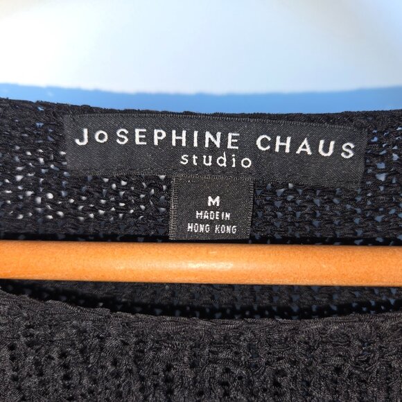Josephine Chaus Black Mesh Knit Lightweight Layering Sweater Size M - Picture 2 of 6